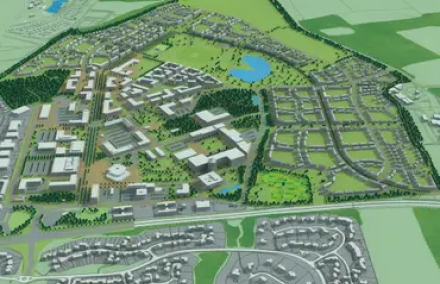 Aerial view of housing development